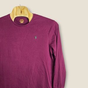 Polo Ralph Lauren Mens‎ Long Sleeve Crew Neck T Shirt Burgundy Logo XL